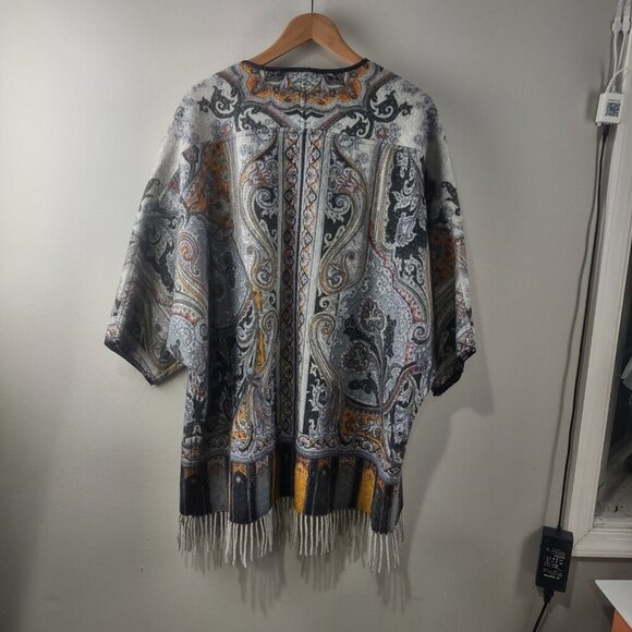 J. McLaughlin Gia Reversible Open Front Wool Poncho M/L - Picture 3 of 8